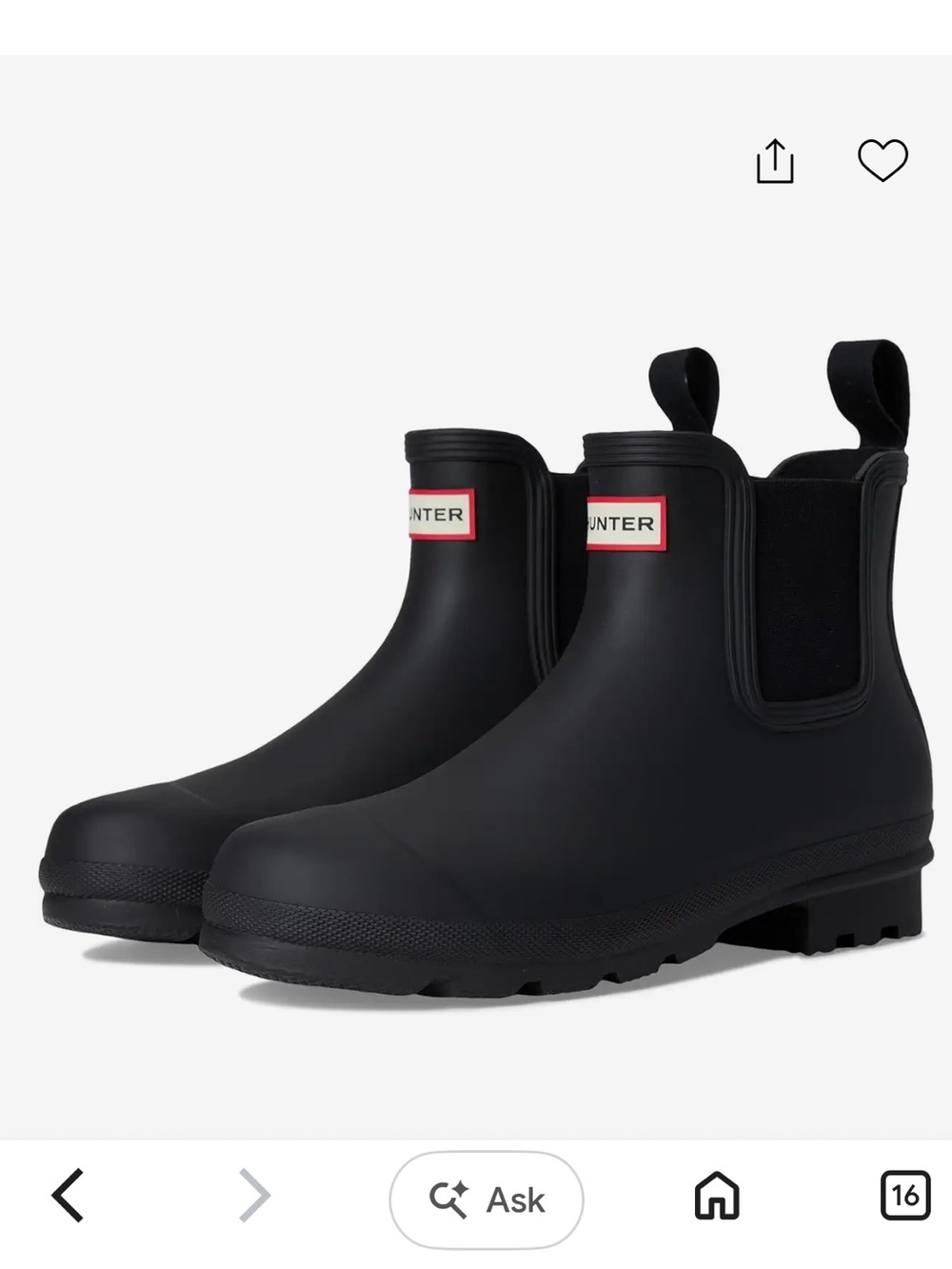 Hunter Short Black Chelsea Rain Boots with Logo Trim